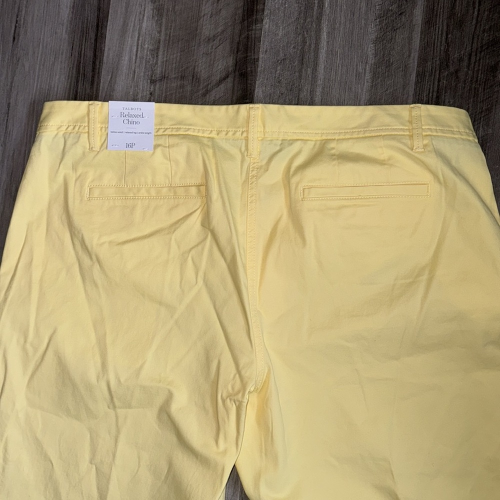 NEW Talbots 16 Petite relaxed chino pants women’s yellow below waist ankle $90 - Picture 8 of 8